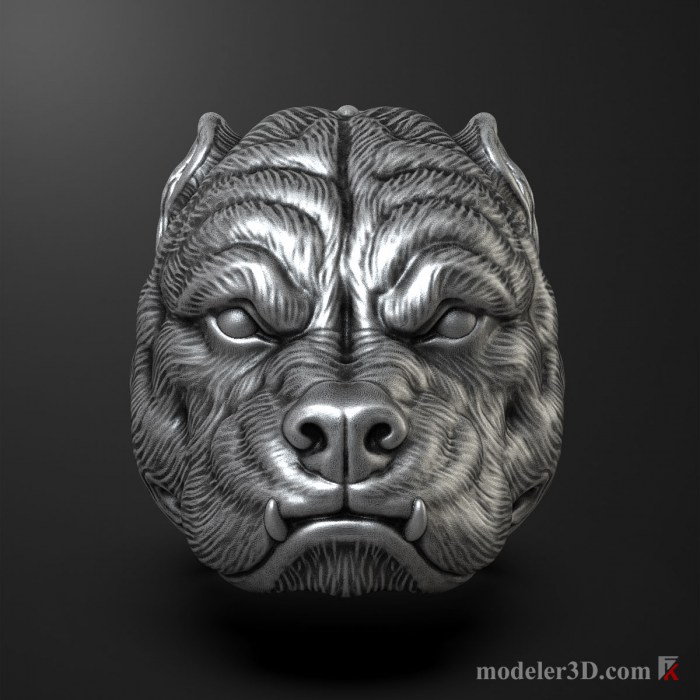 Bulldog Head Ring 3D Model